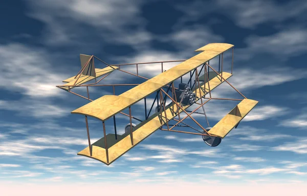 Antiek Tweedekker Vliegtuig Lucht — Stockfoto