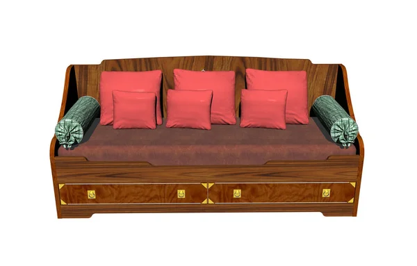 リビングルームの赤い張りのソファ — ストック写真