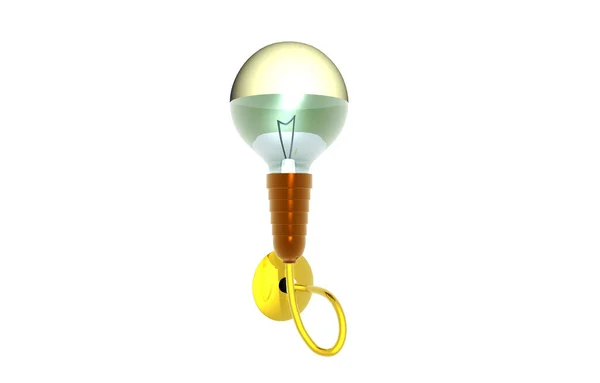 Złota Lampa Ścienna Szklaną Żarówką — Zdjęcie stockowe