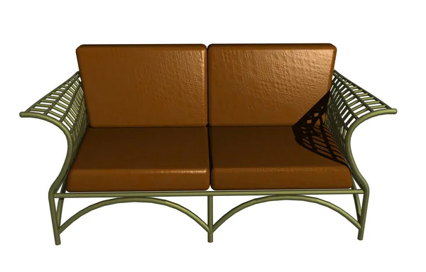 Brown Upholstered Seats Metal Frame — Stock Photo, Image