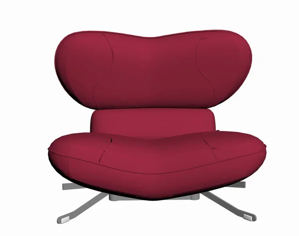 Roter Gepolsterter Sessel Mit Metallfüßen — Stockfoto