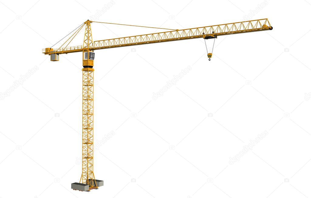 yellow construction site crane with steel struts