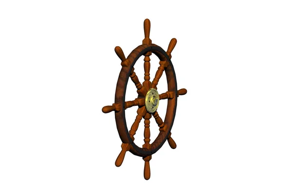 Old Wooden Steering Wheel Sailing Ship — Stock Photo, Image