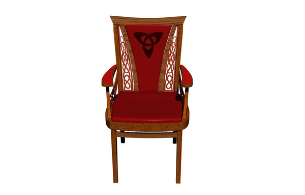 Cadeira Madeira Antiga Com Estofos Veludo Vermelho — Fotografia de Stock