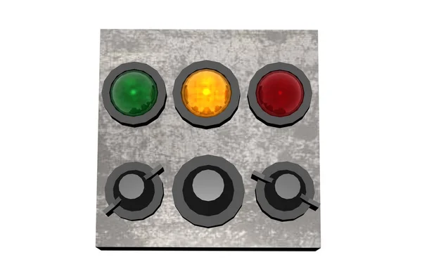 Painel Controle Com Interruptores Luzes Coloridas — Fotografia de Stock