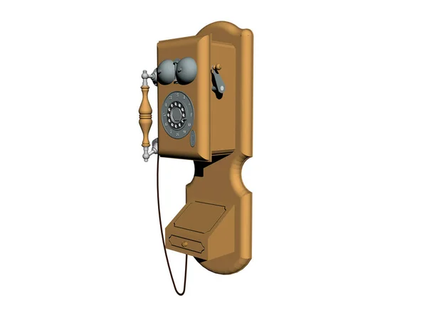 Antik Fali Telefon Tárcsázóval Hajtókarral — Stock Fotó