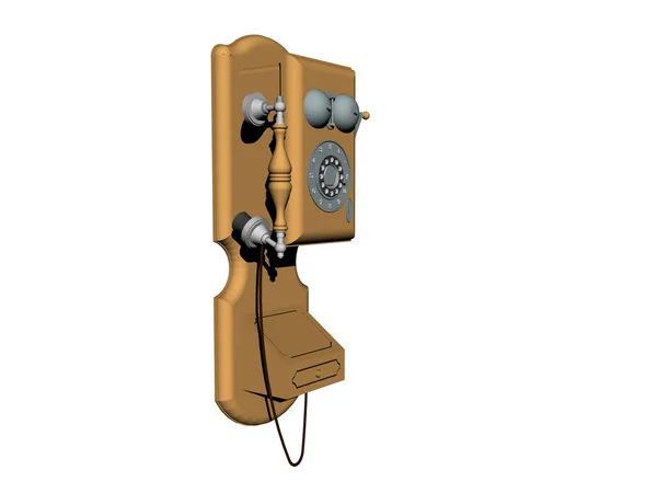 Telefone Parede Antigo Com Discagem Manivela — Fotografia de Stock