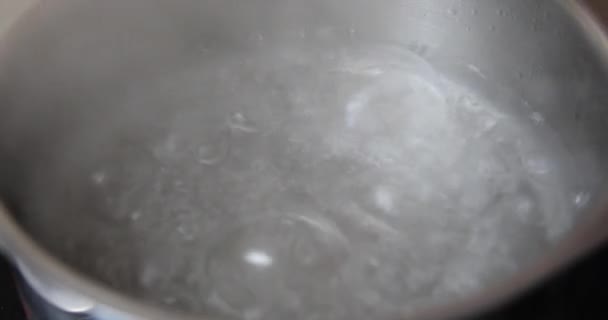 Pot Eau Bout Avec Vapeur Des Bulles — Video