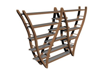 Oturma odasındaki ahşap kitaplık.