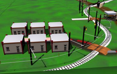 Dağlarda raylı demiryolu var.