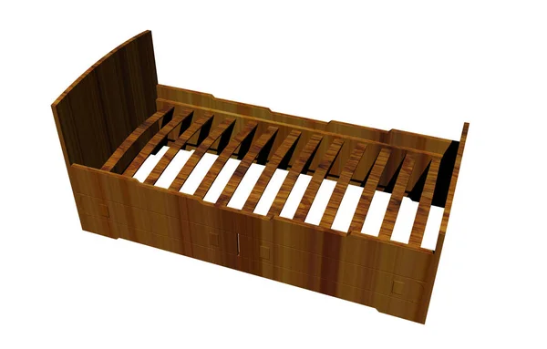 木製のベッドフレームとスレートのフレーム — ストック写真