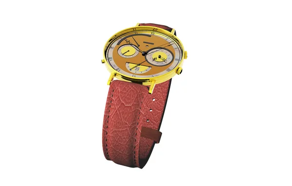 Orologio Uomo Oro Con Cinturino Pelle Marrone — Foto Stock