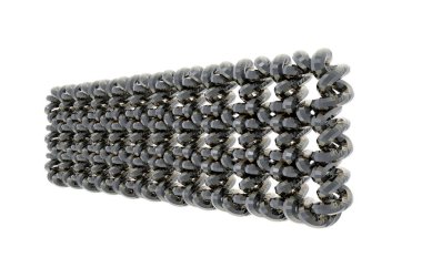 Düğümler ve örgüler metal tellerden yapılmış.