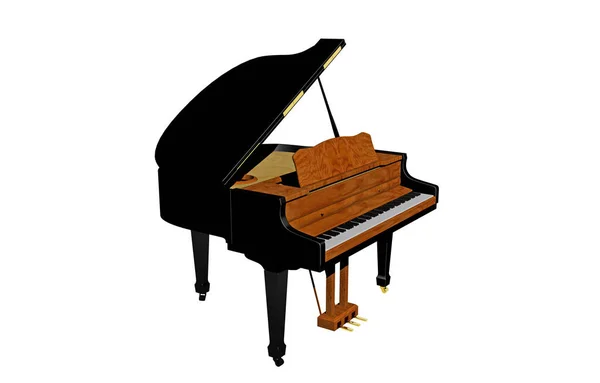 鍵盤とペダルで開くコンサートグランドピアノ — ストック写真