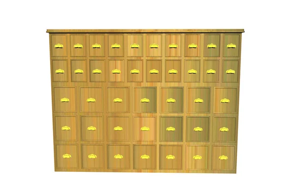 Armário Arquivamento Madeira Com Inúmeras Gavetas — Fotografia de Stock