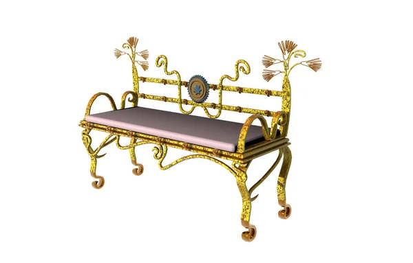 Banc Métal Exotique Avec Nombreuses Décorations — Photo