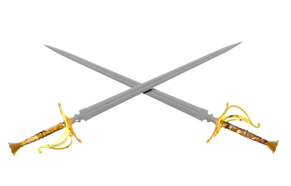 Épée Métallique Avec Poignée Dorée — Photo