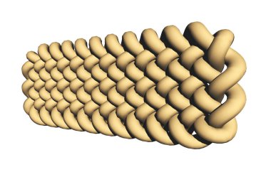 Düğümler ve örgüler metal tellerden yapılmış.