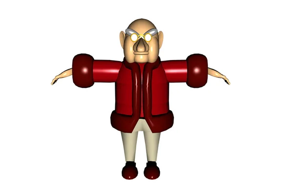 Old Cartoon Man Long Nose Red Coat — Stock Photo, Image