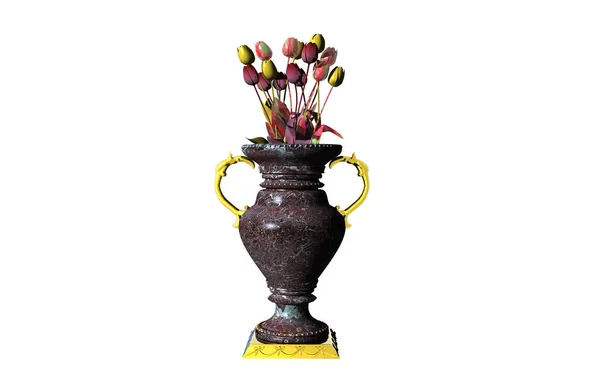 Grand Vase Avec Des Fleurs Séchées — Photo