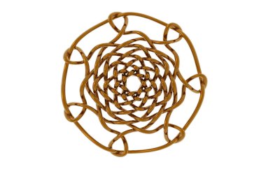 Düğümler ve örgüler metal tellerden yapılmış.