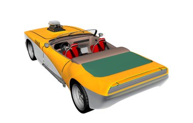 Üstü açılabilir sarı spor araba.