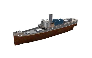 Okyanusu geçmek için eski bir buharlı gemi.