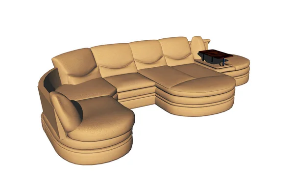 Brązowa Sofa Salonie — Zdjęcie stockowe