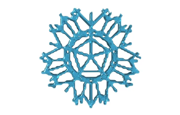 Niebieski Lodowaty Płatek Śniegu Jako Kryształ — Zdjęcie stockowe