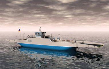 Gemi kötü havada denizden geçiyor.