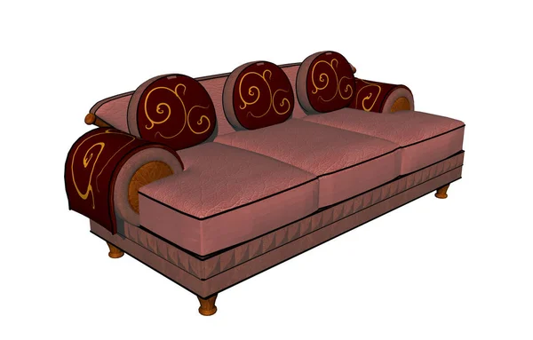 Brązowa Sofa Salonie — Zdjęcie stockowe