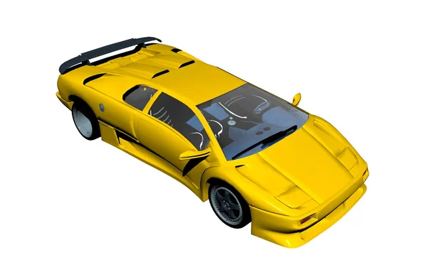 Żółty Luksusowy Samochód Sportowy Ulicy — Zdjęcie stockowe