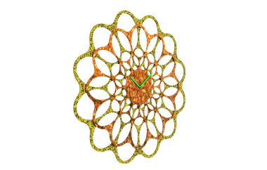 Mutfaktaki çiçekli duvar saati.