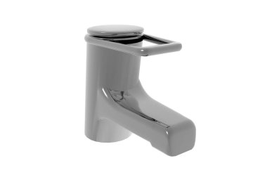 Banyodaki parlak gümüş musluk.