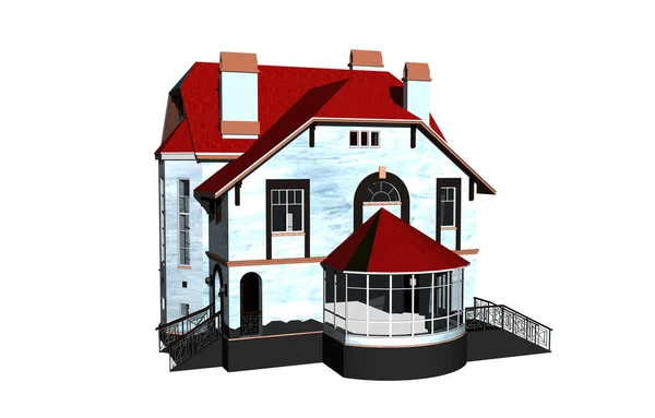 Große Villa Mit Rotem Dach — Stockfoto
