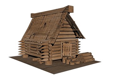 Dağlardaki eski ahşap kulübe.