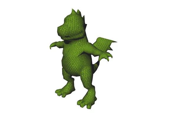 Defensiv Grön Tecknad Monster Med Stor Mage — Stockfoto