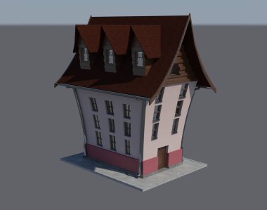 Bükük duvarlı cadı evi