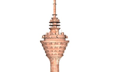 Radyo kulesi olarak Rondelle 'i olan iğne şeklinde bir kule.