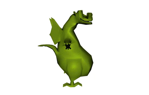 Defensiv Verde Desene Animate Monstru Burtă Mare — Fotografie, imagine de stoc