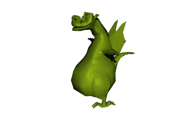 Defensieve Groene Cartoon Monster Met Een Grote Buik — Stockfoto