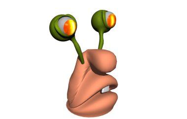 Kabustan çıkmış yeşil çizgi film canavarı.