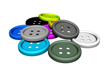 Dört delikli renkli ceket yığınları.