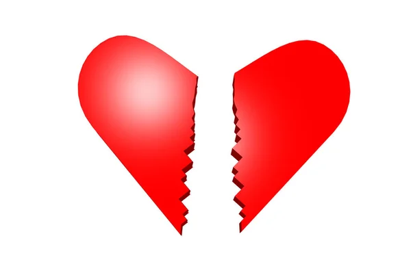 Através Coração Vermelho Quebrado Infiel Dor — Fotografia de Stock
