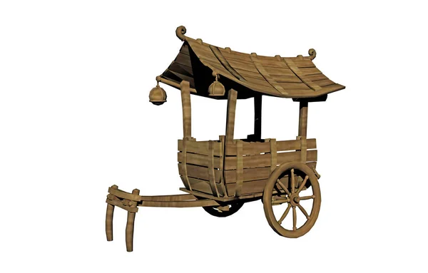 Drewniany Wózek Chiński Towary Przeznaczone Sprzedaży — Zdjęcie stockowe
