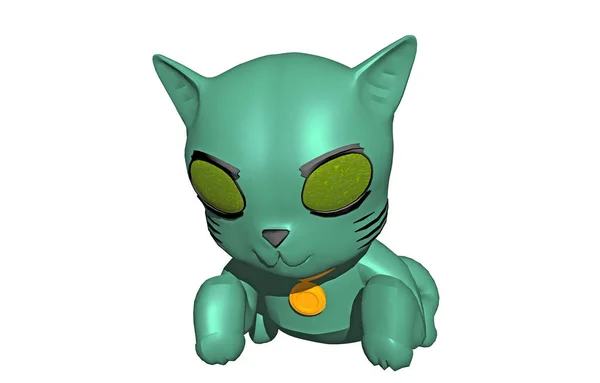 초록색 고양이 — 스톡 사진