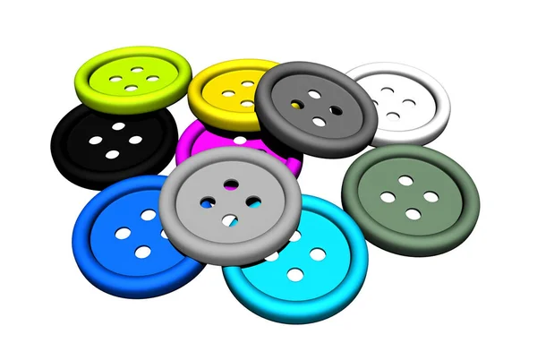 Mucchio Colorate Giacche Bottoni Con Quattro Fori — Foto Stock