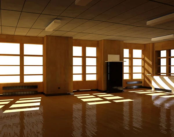 Gran Superficie Parquet Brillante Una Sala Baile Iluminada Solo Por —  Fotos de Stock