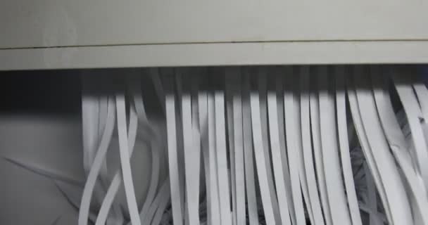 碎纸机在办公室里粉碎机密信件 — 图库视频影像