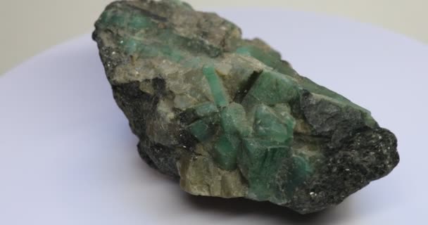 Green Semiprecious Stone Tourmaline Mother Stone — Stock Video